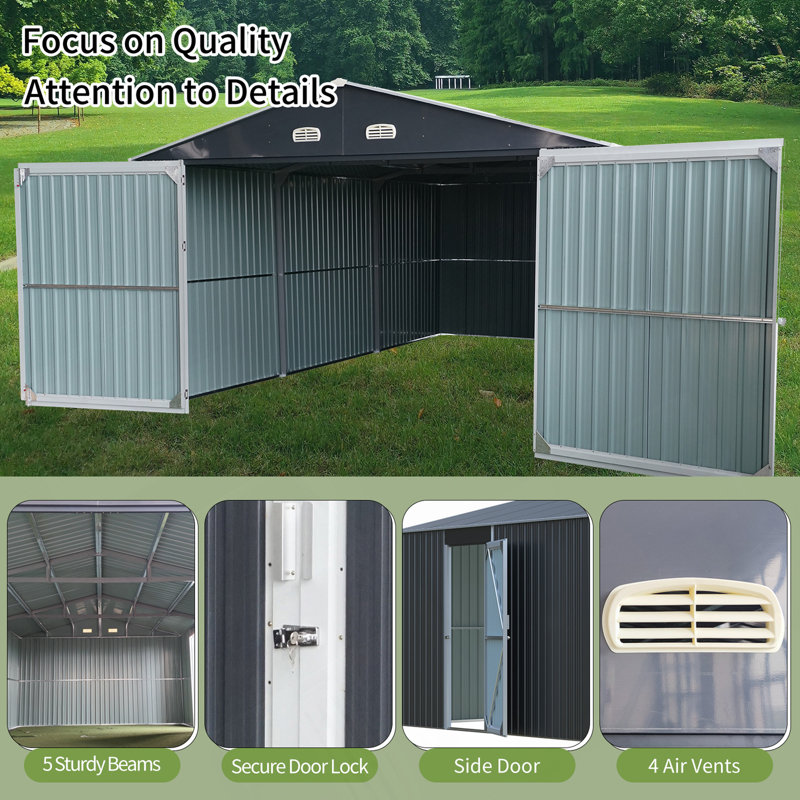 Jiafan 13X20ft Outdoor Storage Shed, Large Metal Garage Shed For